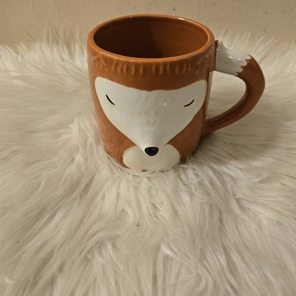 Indigo Cup Fox Design Ceramic Mug - Orange and White